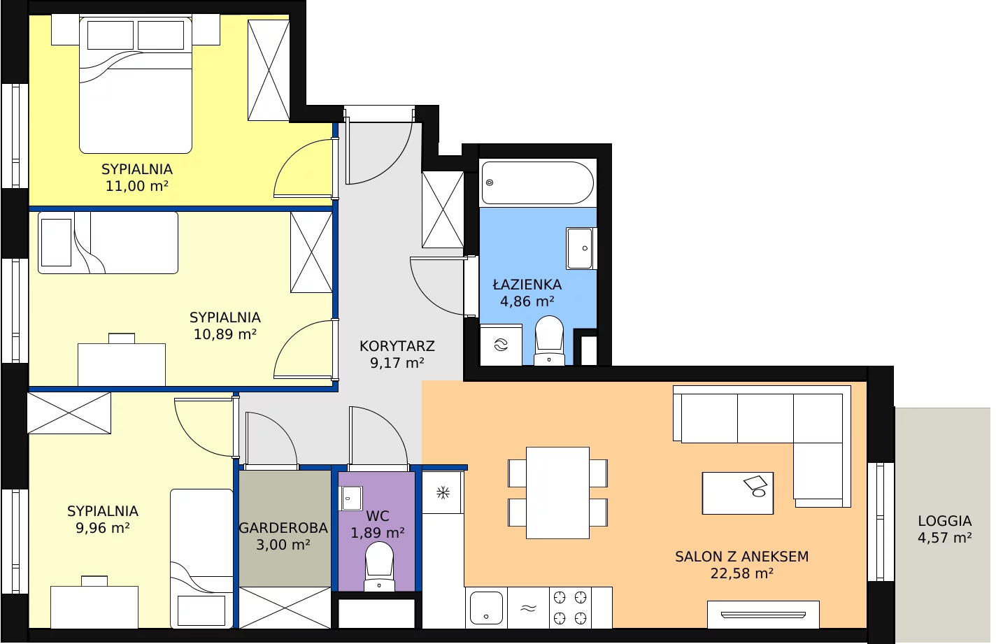 Zalety mieszkania 73.35 m², B/209