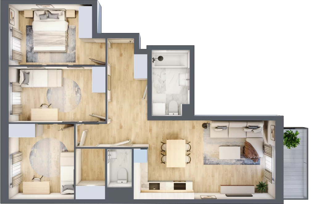 4 pokoje, mieszkanie 73,35 m², piętro 5, oferta nr B/209, Osiedle Międzyleska, Wrocław, Tarnogaj, Krzyki, ul. Międzyleska 6b