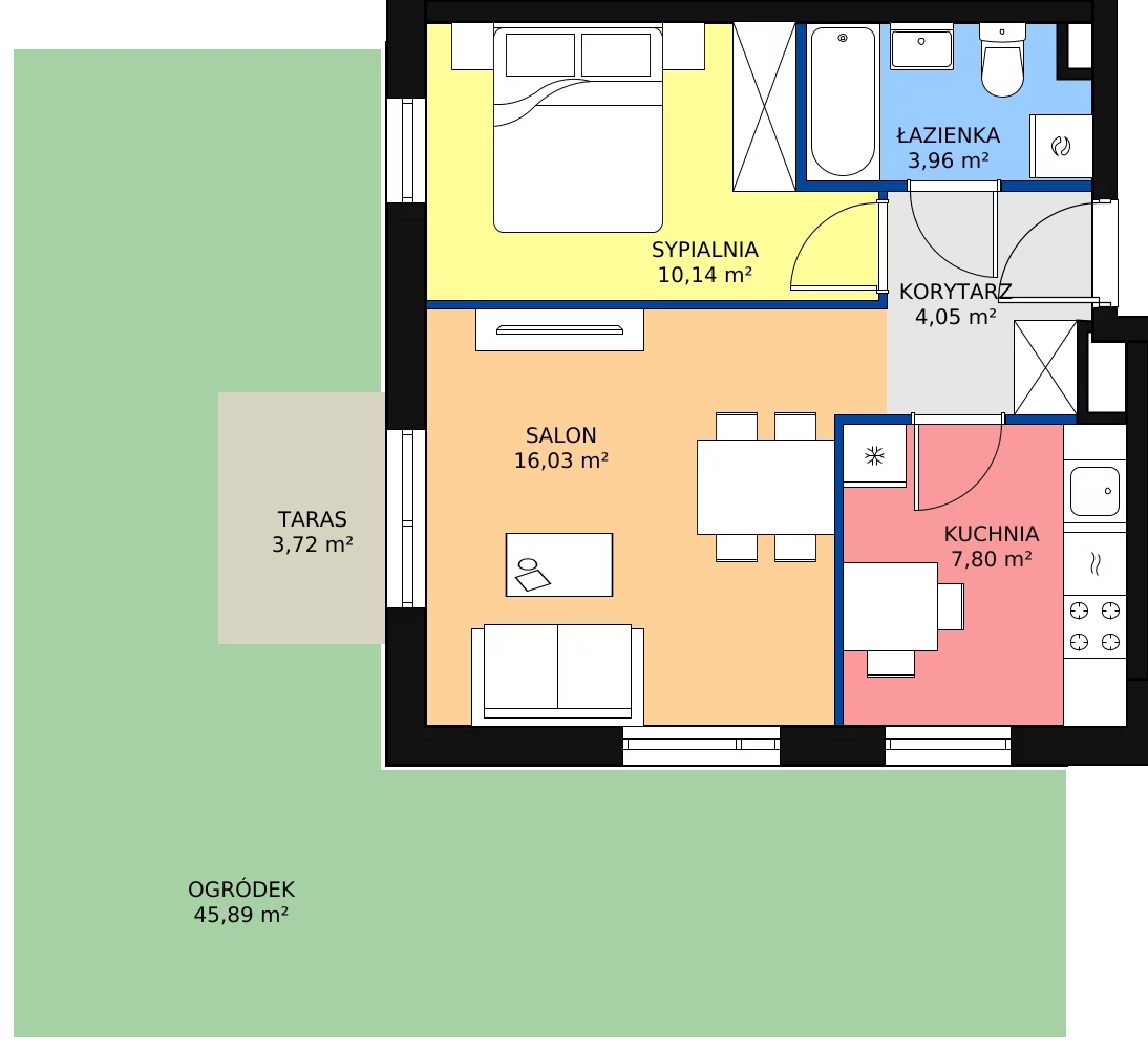Zalety mieszkania 41.98 m², B/211