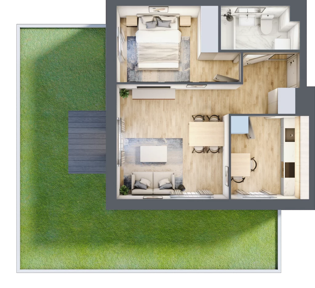 2 pokoje, mieszkanie 41,98 m², parter, oferta nr B/211, Osiedle Międzyleska, Wrocław, Tarnogaj, Krzyki, ul. Międzyleska 6b