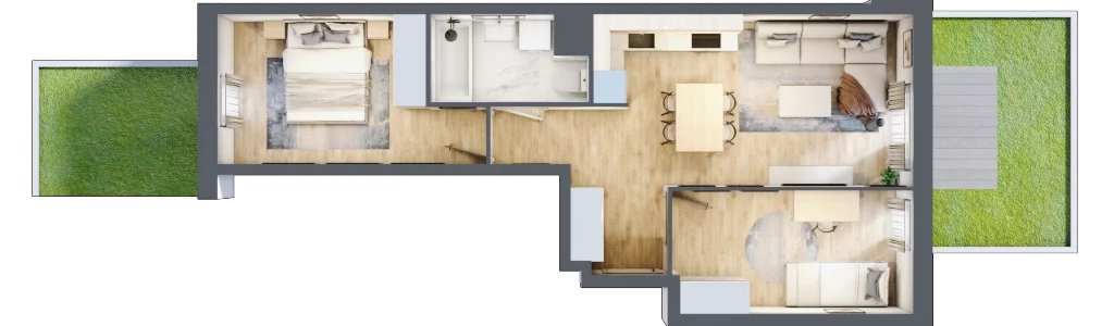 3 pokoje, mieszkanie 50,36 m², parter, oferta nr B/214, Osiedle Międzyleska, Wrocław, Tarnogaj, Krzyki, ul. Międzyleska 6b