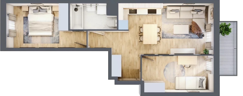 3 pokoje, mieszkanie 50,36 m², piętro 3, oferta nr B/229, Osiedle Międzyleska, Wrocław, Tarnogaj, Krzyki, ul. Międzyleska 6b