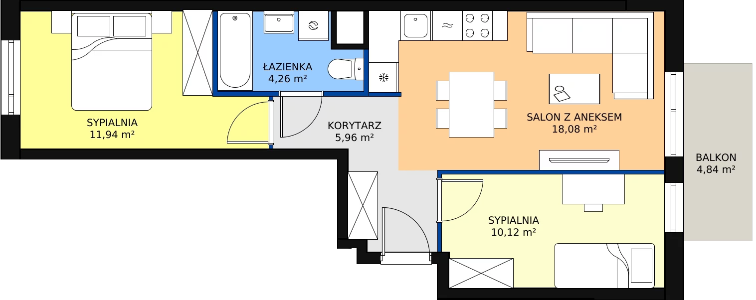 Zalety mieszkania 50.36 m², B/238