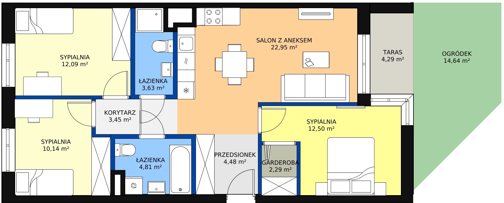 Nowe mieszkanie, 76,34 m², 4 pokoje, parter, oferta nr B/51