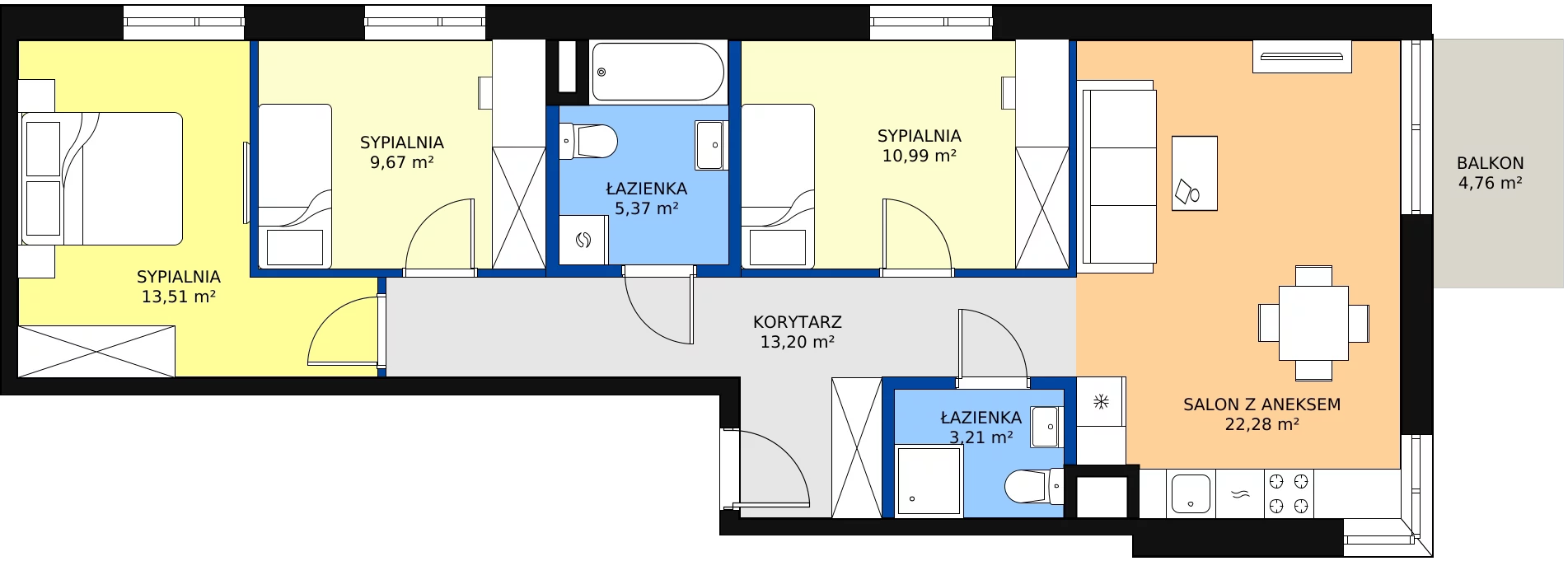 Zalety mieszkania 78.23 m², D/7