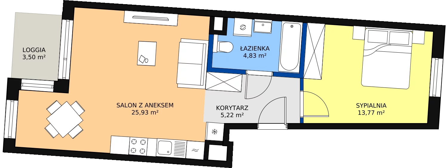 Zalety mieszkania 49.75 m², A/42