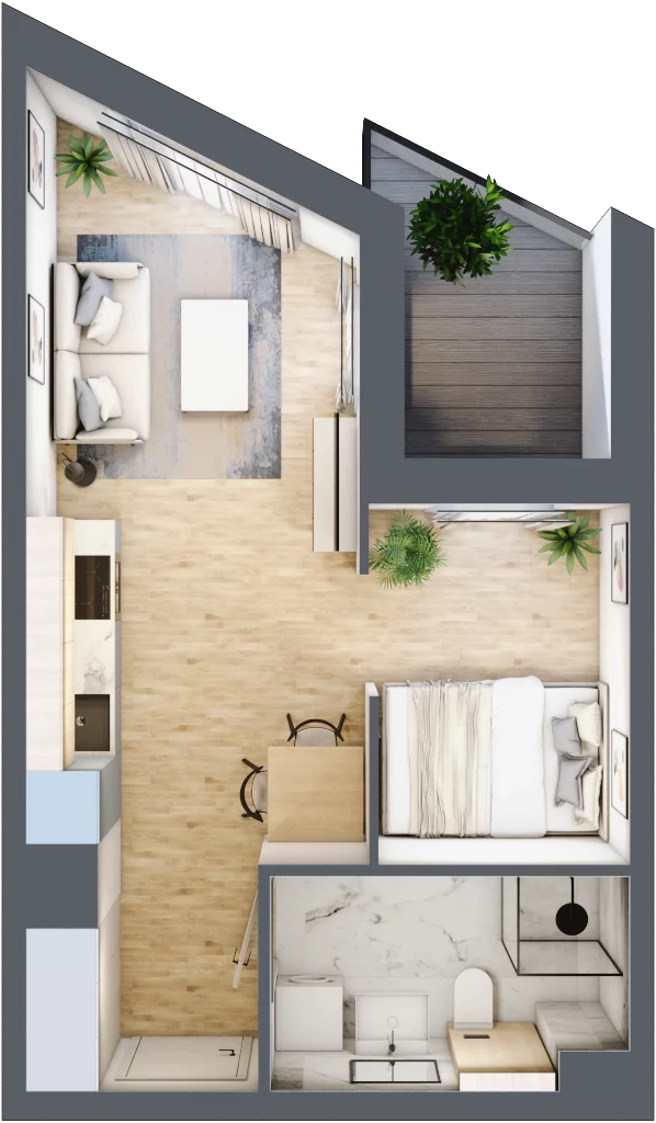 1 pokój, apartament 30,94 m², piętro 1, oferta nr A/2, Apartamenty Park Matecznego, Kraków, Podgórze, Mateczny, ul. Rydlówka 5