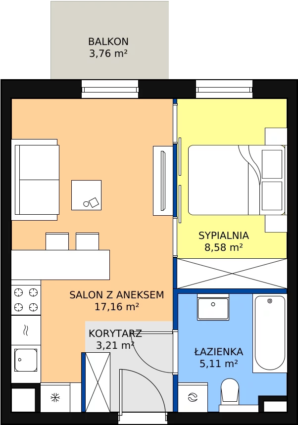 Zalety apartamentu 34.06 m², A/4