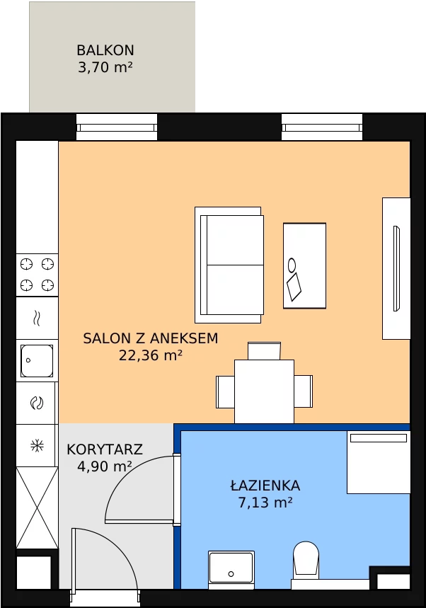 Zalety apartamentu 34.39 m², A/5