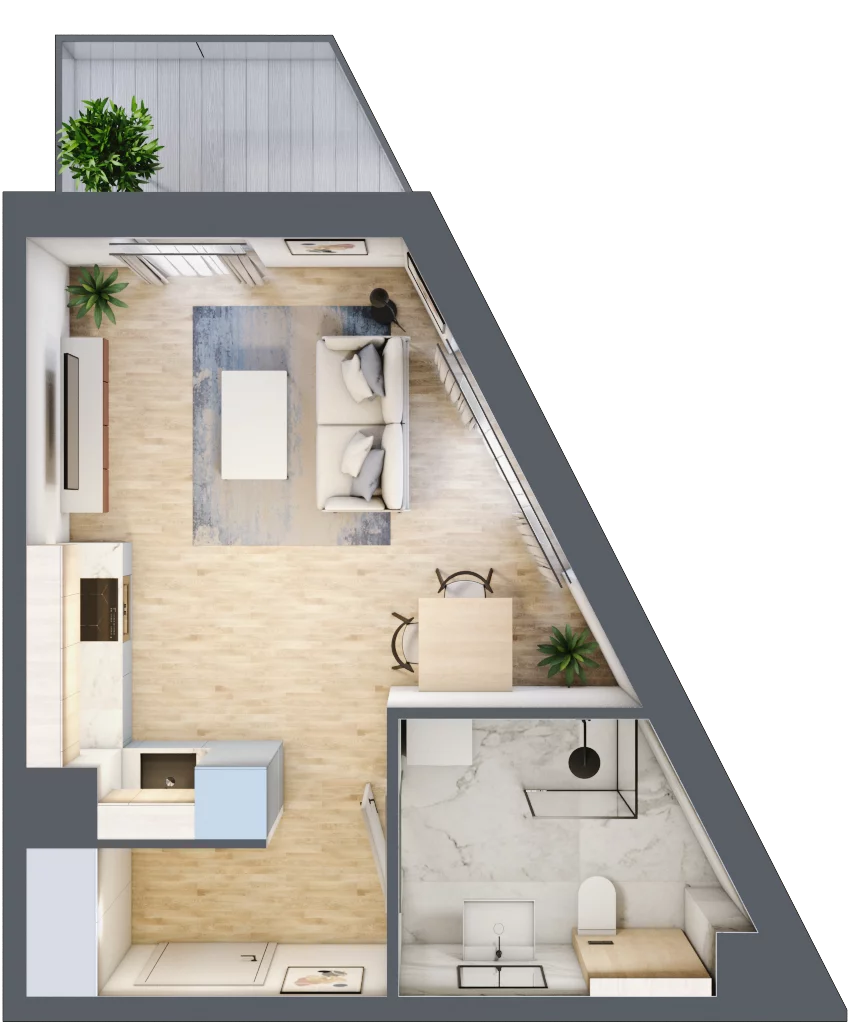 1 pokój, apartament 29,02 m², piętro 1, oferta nr A/7, Apartamenty Park Matecznego, Kraków, Podgórze, Mateczny, ul. Rydlówka 5