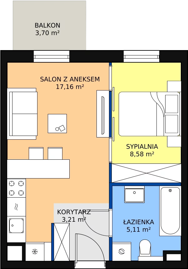 Zalety apartamentu 34.06 m², A/23