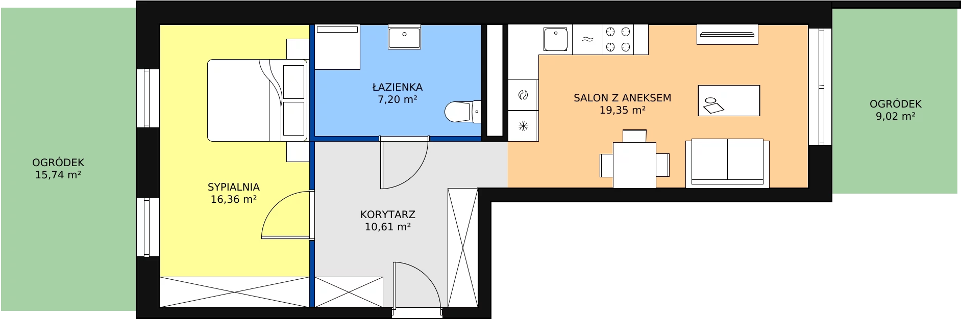 Zalety apartamentu 53.52 m², B/1
