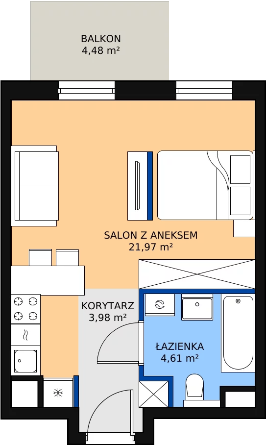 Zalety apartamentu 30.56 m², B/6
