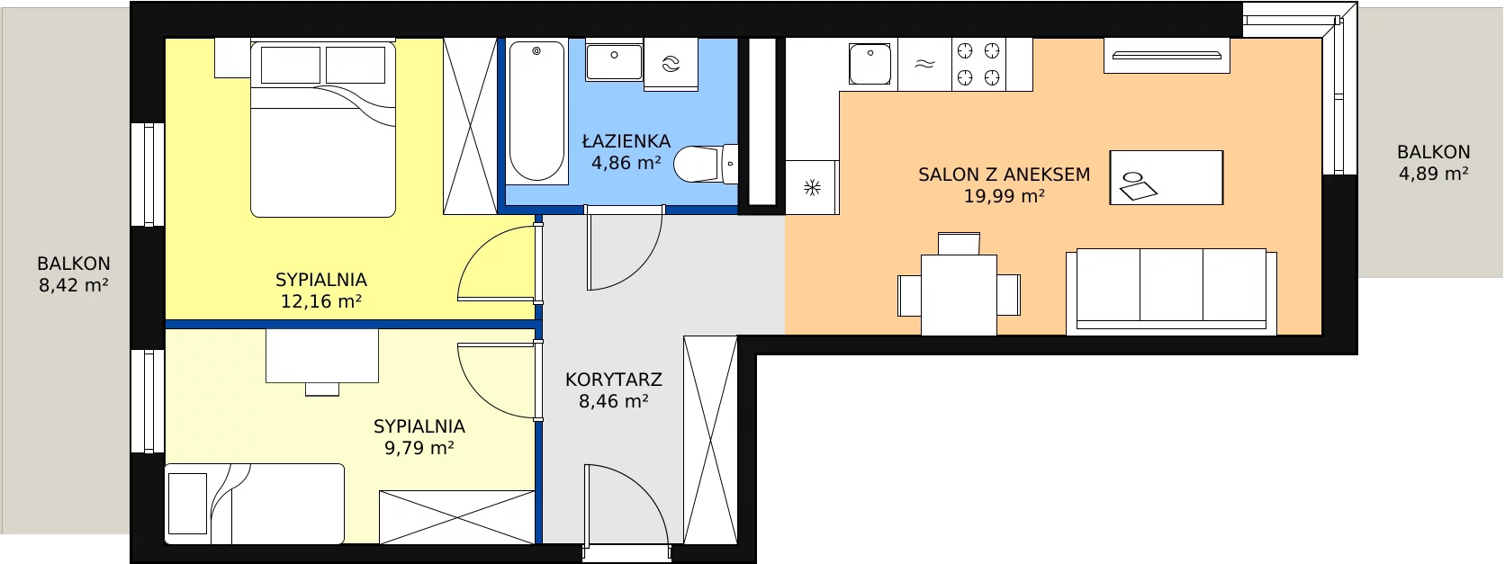 Zalety apartamentu 55.26 m², B/8