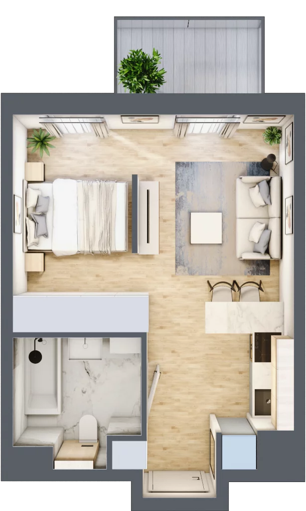 1 pokój, apartament 30,58 m², piętro 2, oferta nr B/9, Apartamenty Park Matecznego, Kraków, Podgórze, Mateczny, ul. Rydlówka 5