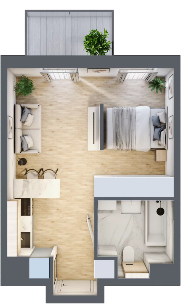 1 pokój, apartament 30,56 m², piętro 2, oferta nr B/10, Apartamenty Park Matecznego, Kraków, Podgórze, Mateczny, ul. Rydlówka 5