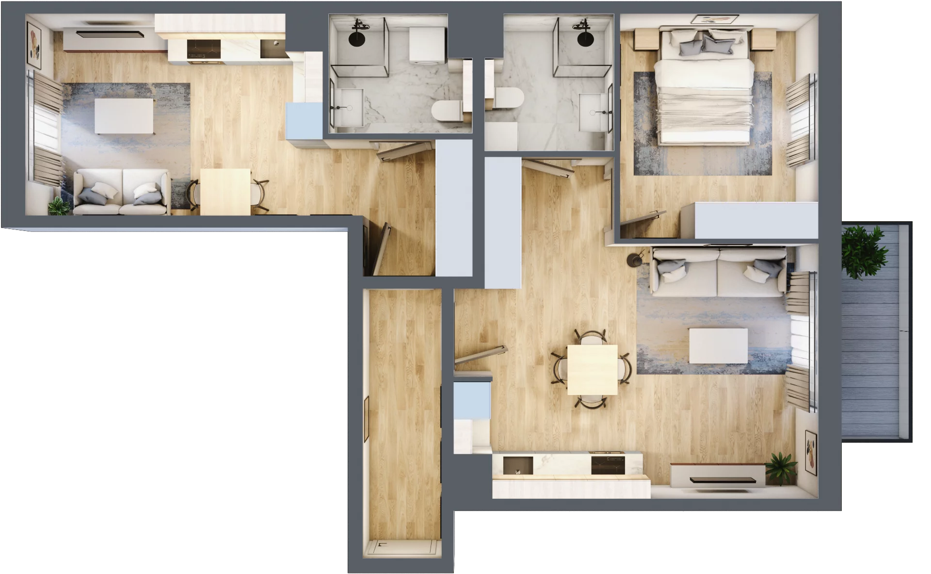 3 pokoje, apartament 72,48 m², piętro 1, oferta nr B/28, Apartamenty Park Matecznego, Kraków, Podgórze, Mateczny, ul. Rydlówka 5