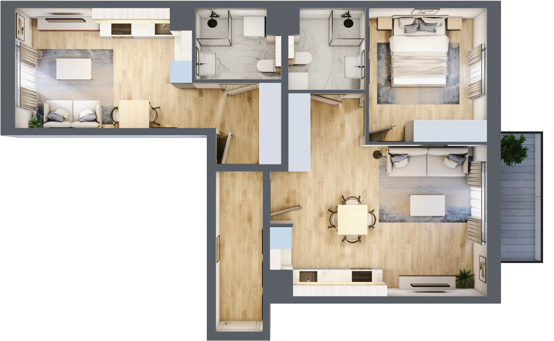 3 pokoje, apartament 72,47 m², piętro 3, oferta nr B/34, Apartamenty Park Matecznego, Kraków, Podgórze, Mateczny, ul. Rydlówka 5