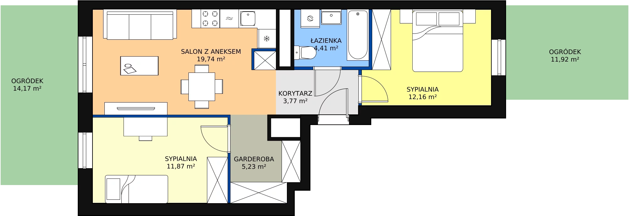 Zalety apartamentu 57.18 m², B/45