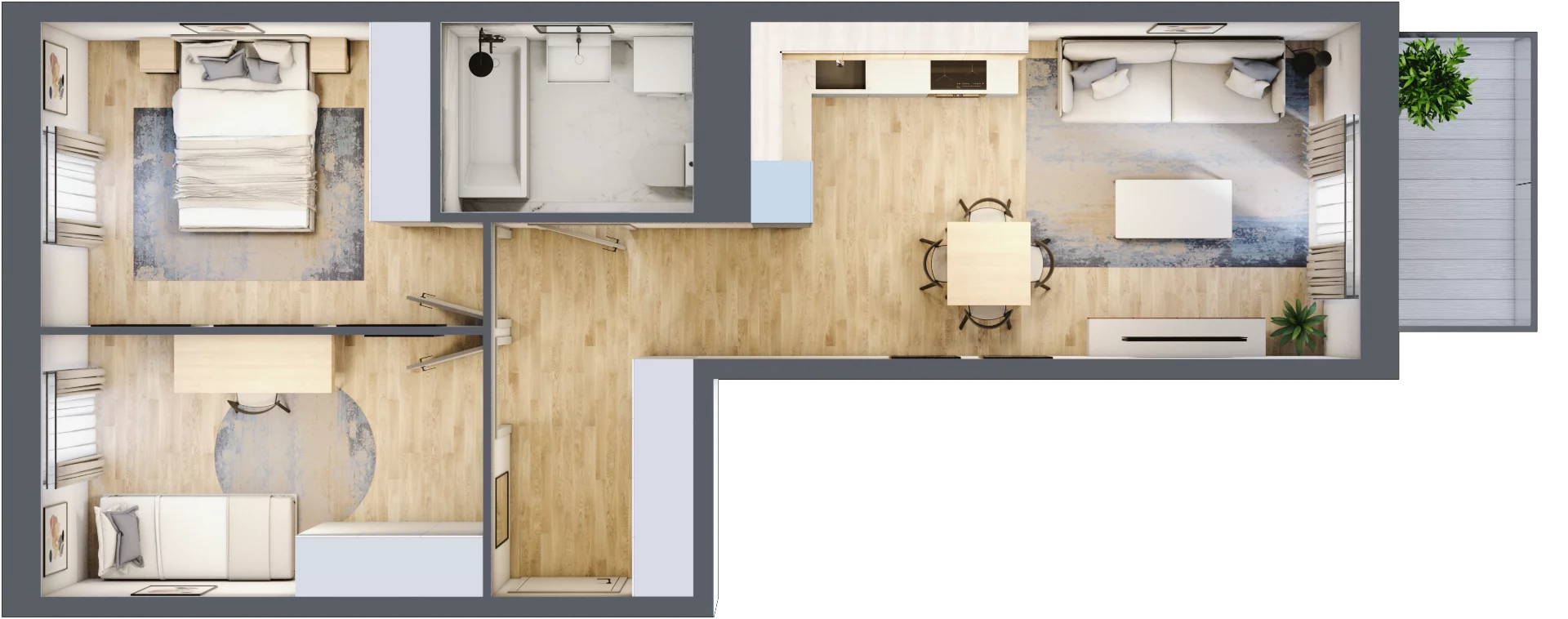 3 pokoje, apartament 54,85 m², piętro 1, oferta nr B/46, Apartamenty Park Matecznego, Kraków, Podgórze, Mateczny, ul. Rydlówka 5