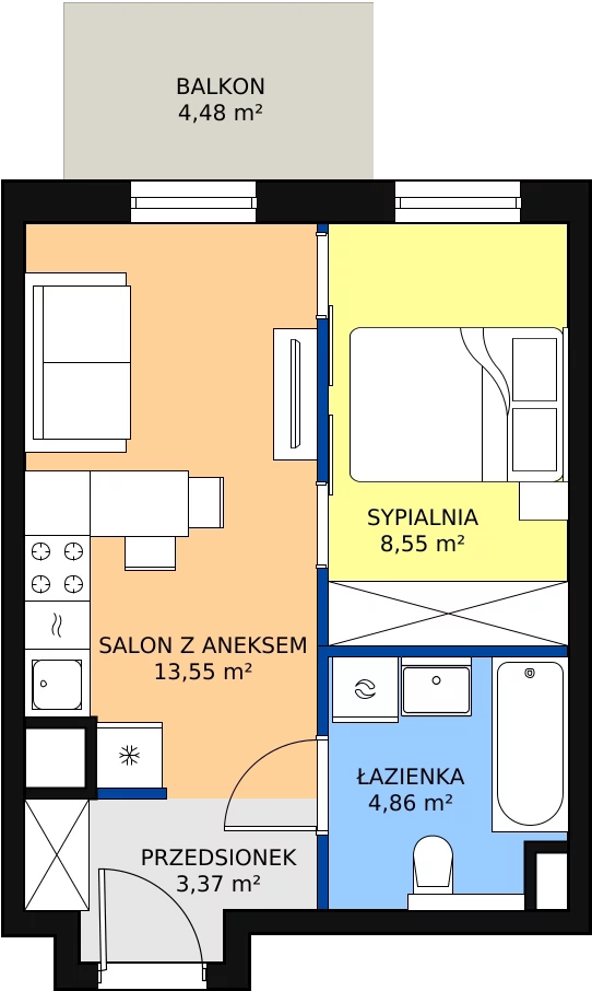 Zalety apartamentu 30.33 m², B/48