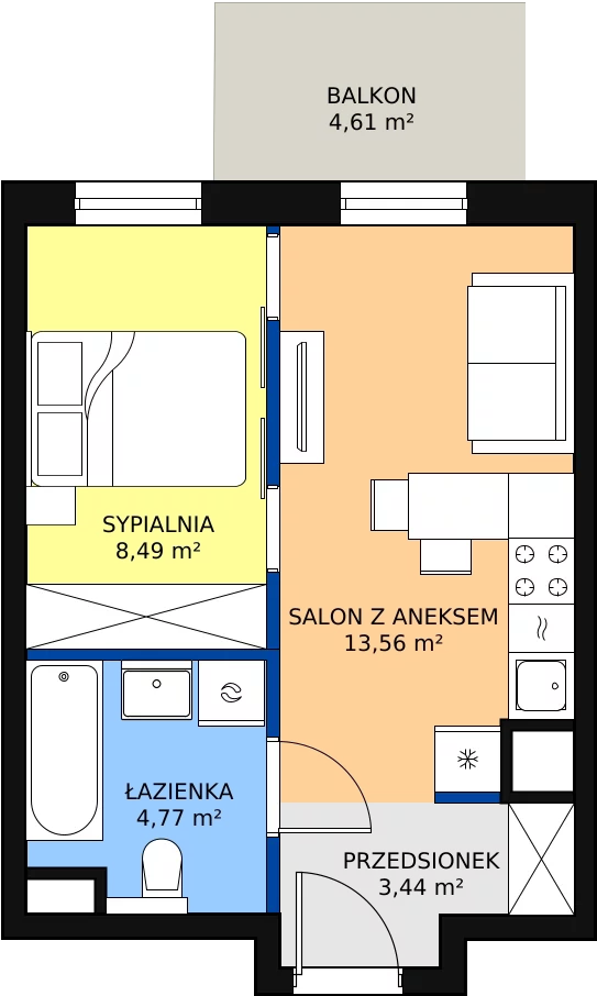 Zalety apartamentu 30.26 m², B/51