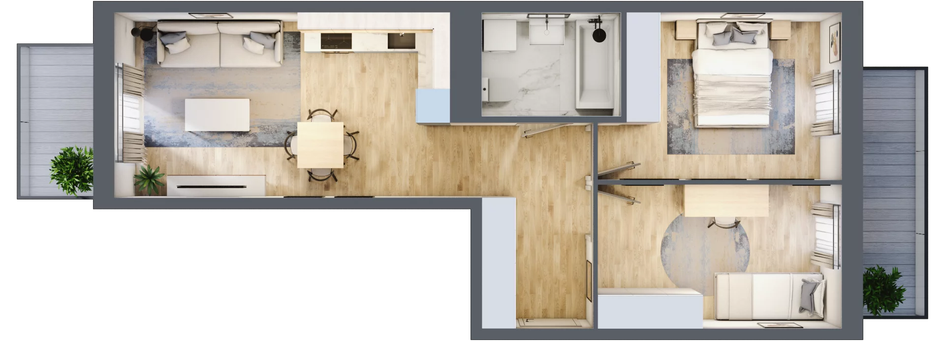 3 pokoje, apartament 54,85 m², piętro 3, oferta nr B/57, Apartamenty Park Matecznego, Kraków, Podgórze, Mateczny, ul. Rydlówka 5