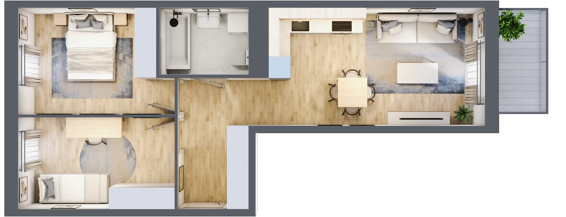 3 pokoje, apartament 54,85 m², piętro 4, oferta nr B/58, Apartamenty Park Matecznego, Kraków, Podgórze, Mateczny, ul. Rydlówka 5