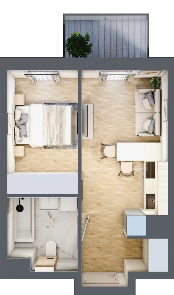 2 pokoje, apartament 30,28 m², piętro 6, oferta nr B/67, Apartamenty Park Matecznego, Kraków, Podgórze, Mateczny, ul. Rydlówka 5