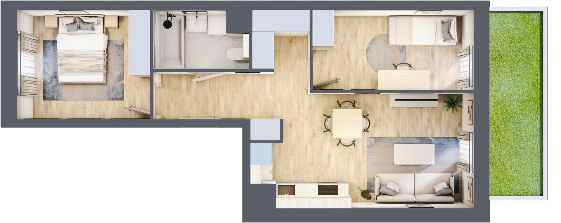 3 pokoje, apartament 51,74 m², parter, oferta nr B/69, Apartamenty Park Matecznego, Kraków, Podgórze, Mateczny, ul. Rydlówka 5