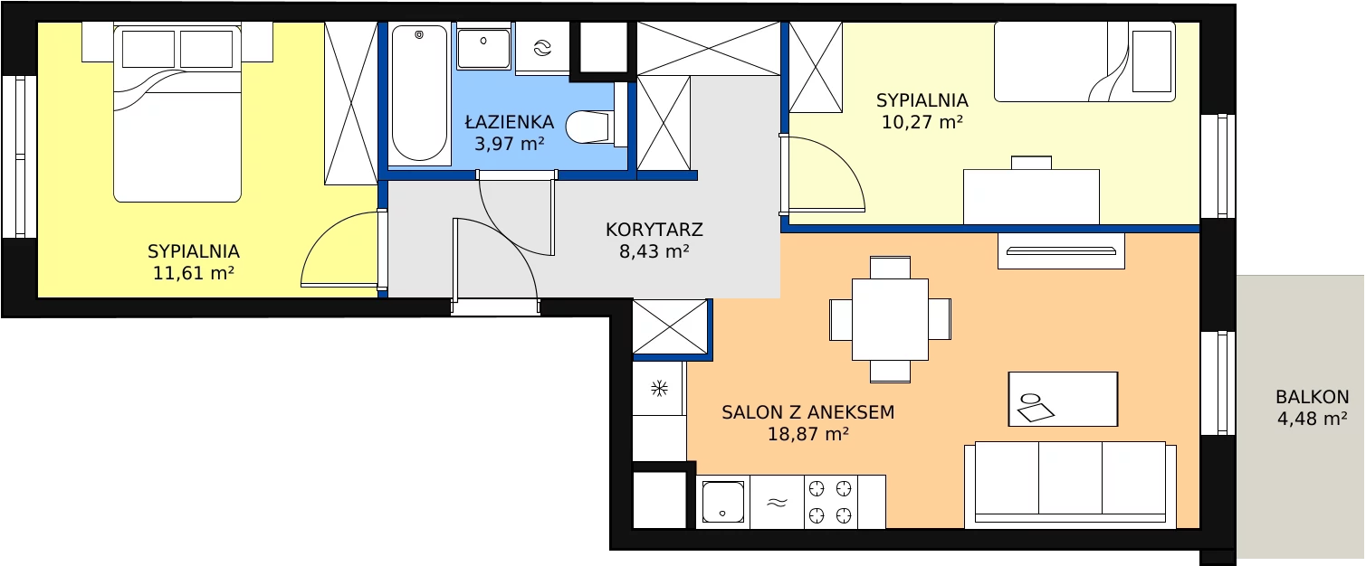 Zalety apartamentu 53.15 m², B/72