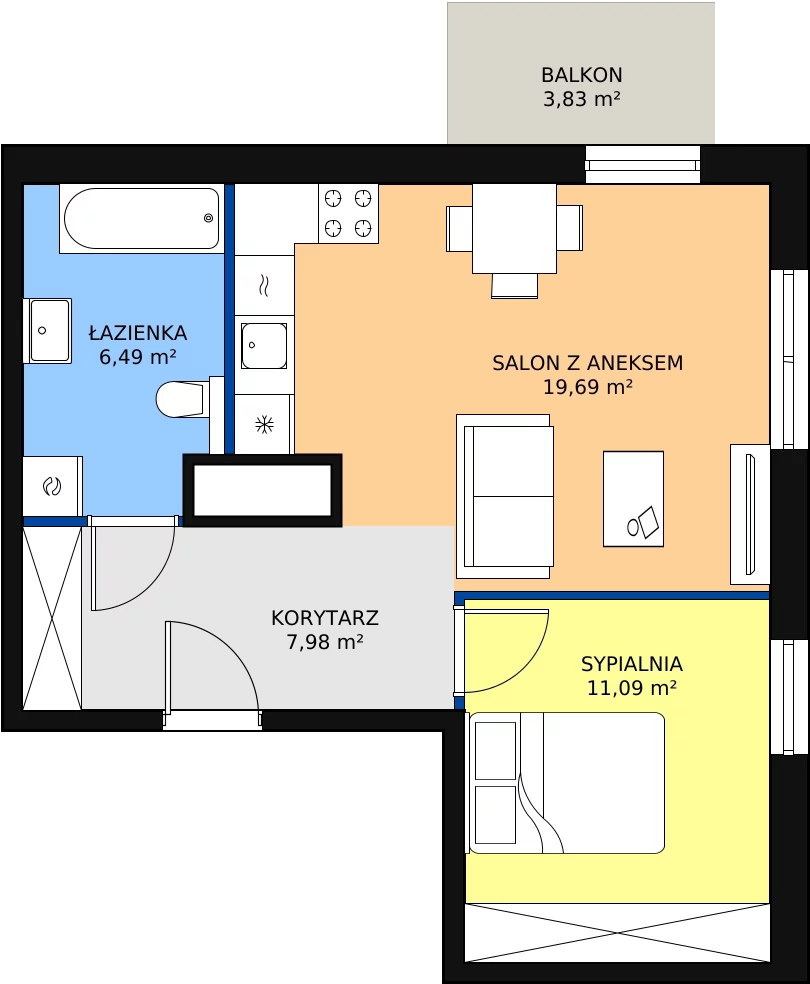 Zalety apartamentu 45.25 m², B/73