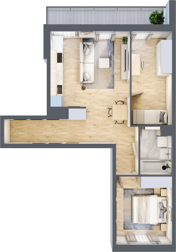 3 pokoje, apartament 58,09 m², piętro 1, oferta nr B/74, Apartamenty Park Matecznego, Kraków, Podgórze, Mateczny, ul. Rydlówka 5