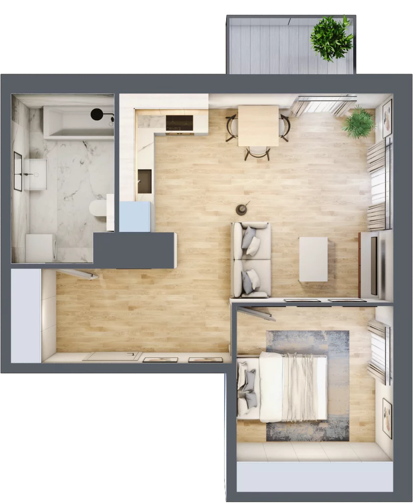 2 pokoje, apartament 45,25 m², piętro 2, oferta nr B/76, Apartamenty Park Matecznego, Kraków, Podgórze, Mateczny, ul. Rydlówka 5