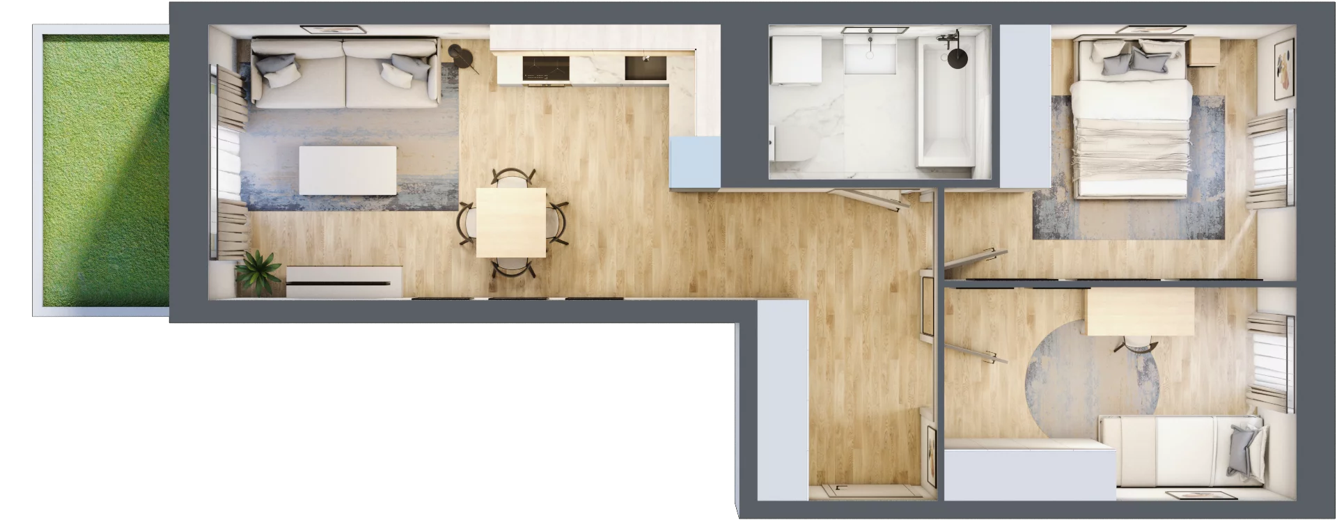 3 pokoje, apartament 53,58 m², parter, oferta nr B/89, Apartamenty Park Matecznego, Kraków, Podgórze, Mateczny, ul. Rydlówka 5