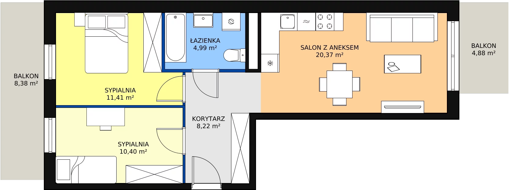Zalety apartamentu 55.39 m², B/90