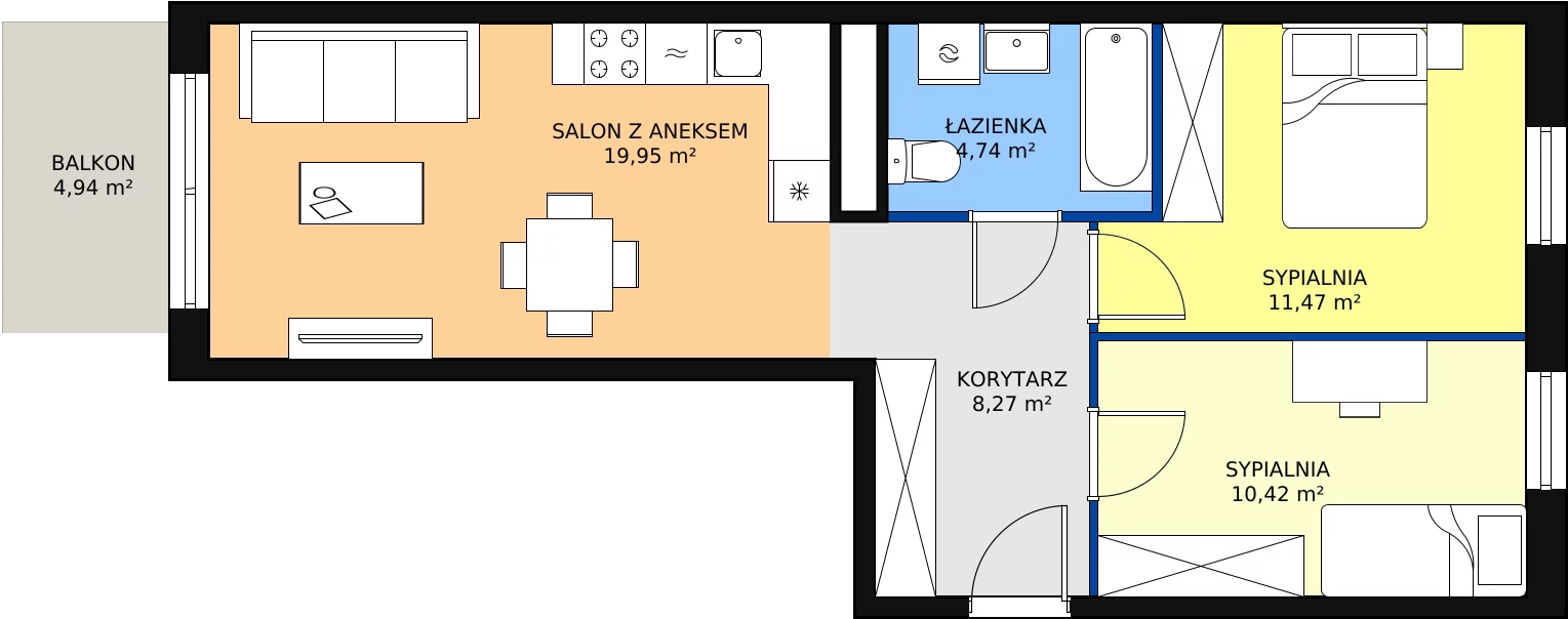 Zalety apartamentu 54.85 m², B/93