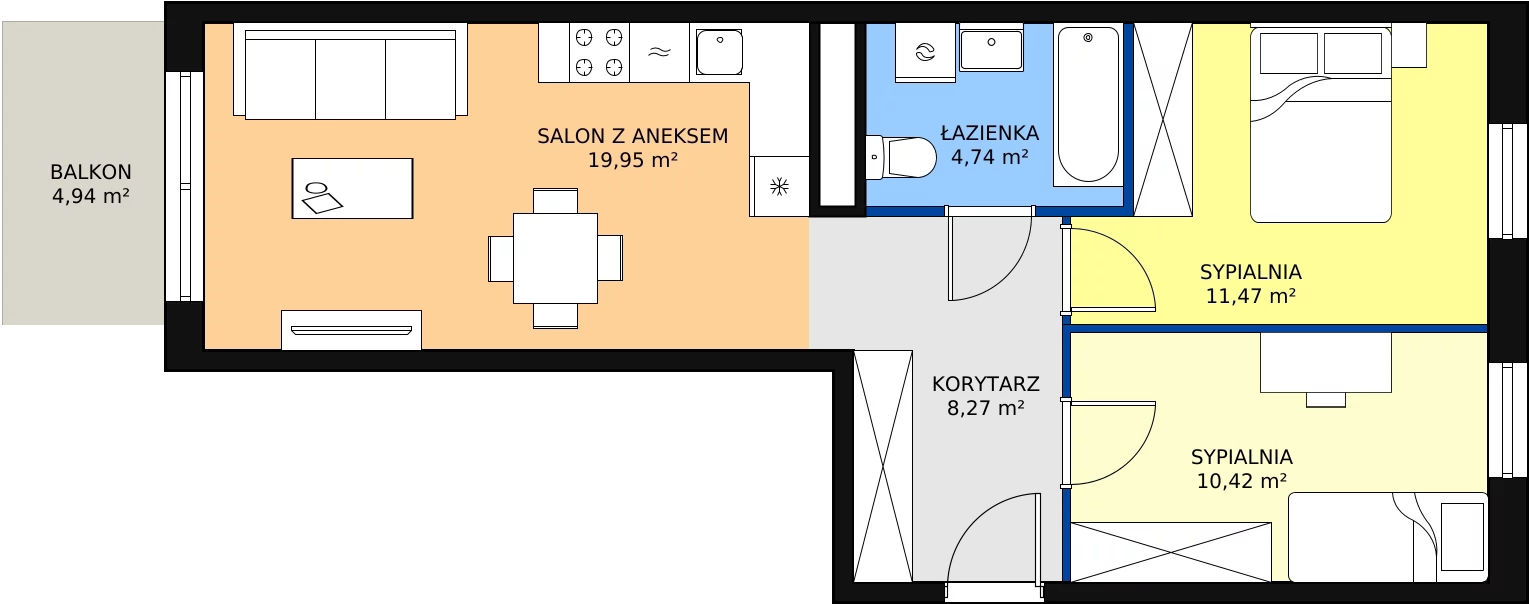 Zalety apartamentu 54.85 m², B/97
