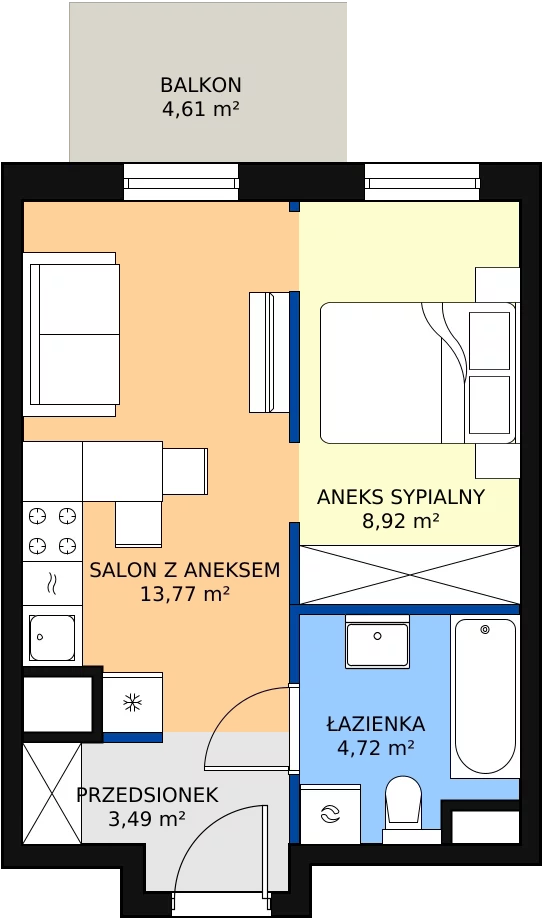 Zalety apartamentu 30.9 m², C/8
