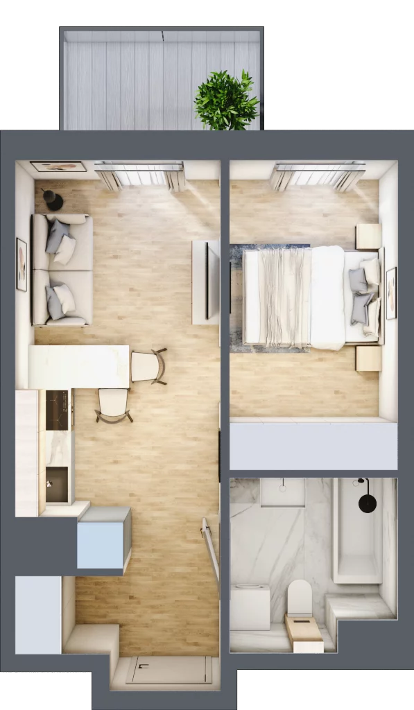 2 pokoje, mieszkanie 30,90 m², piętro 4, oferta nr C/15, Apartamenty Park Matecznego, Kraków, Podgórze, Mateczny, ul. Rydlówka 5