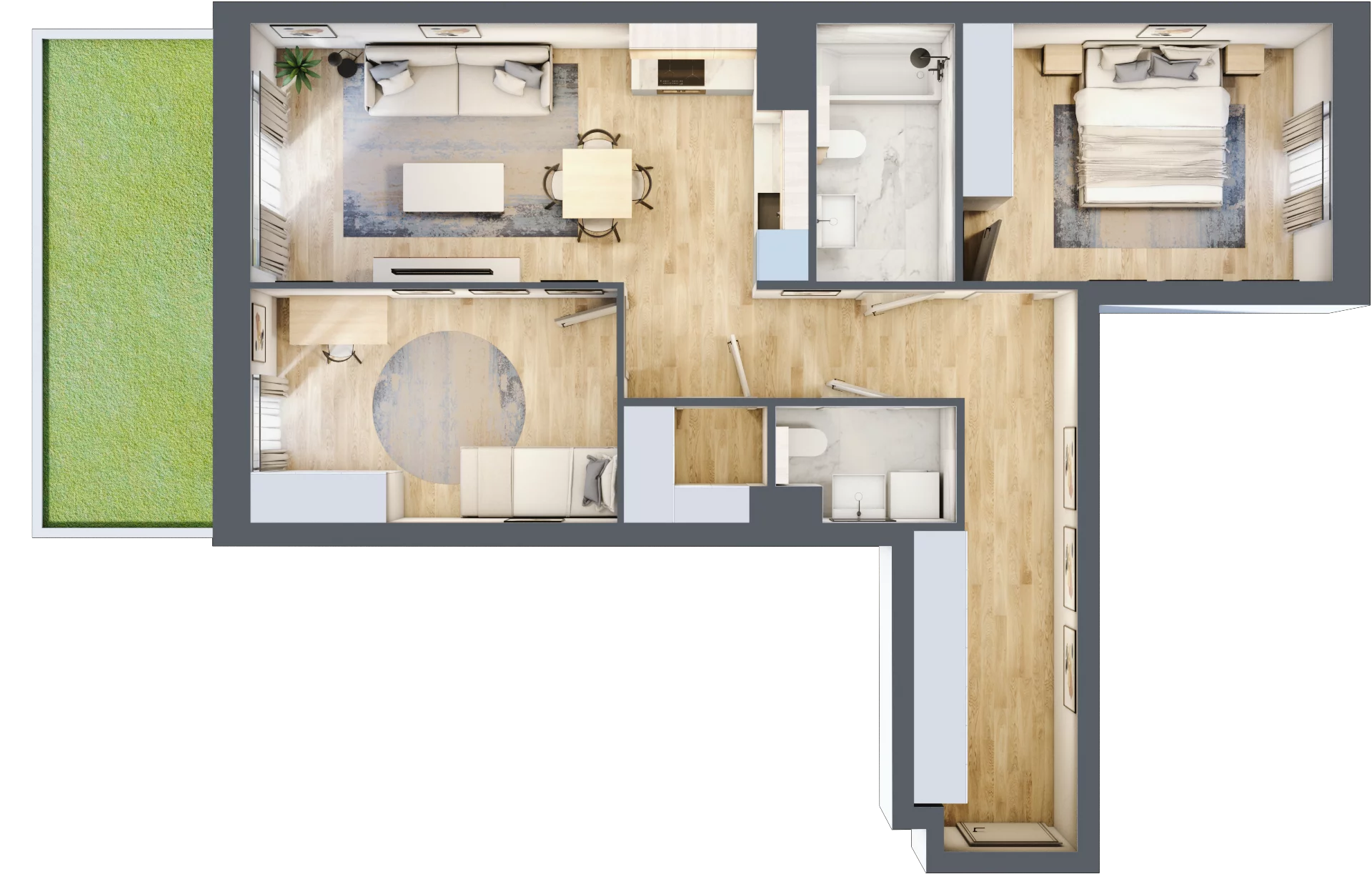 3 pokoje, apartament 70,16 m², parter, oferta nr C/22, Apartamenty Park Matecznego, Kraków, Podgórze, Mateczny, ul. Rydlówka 5