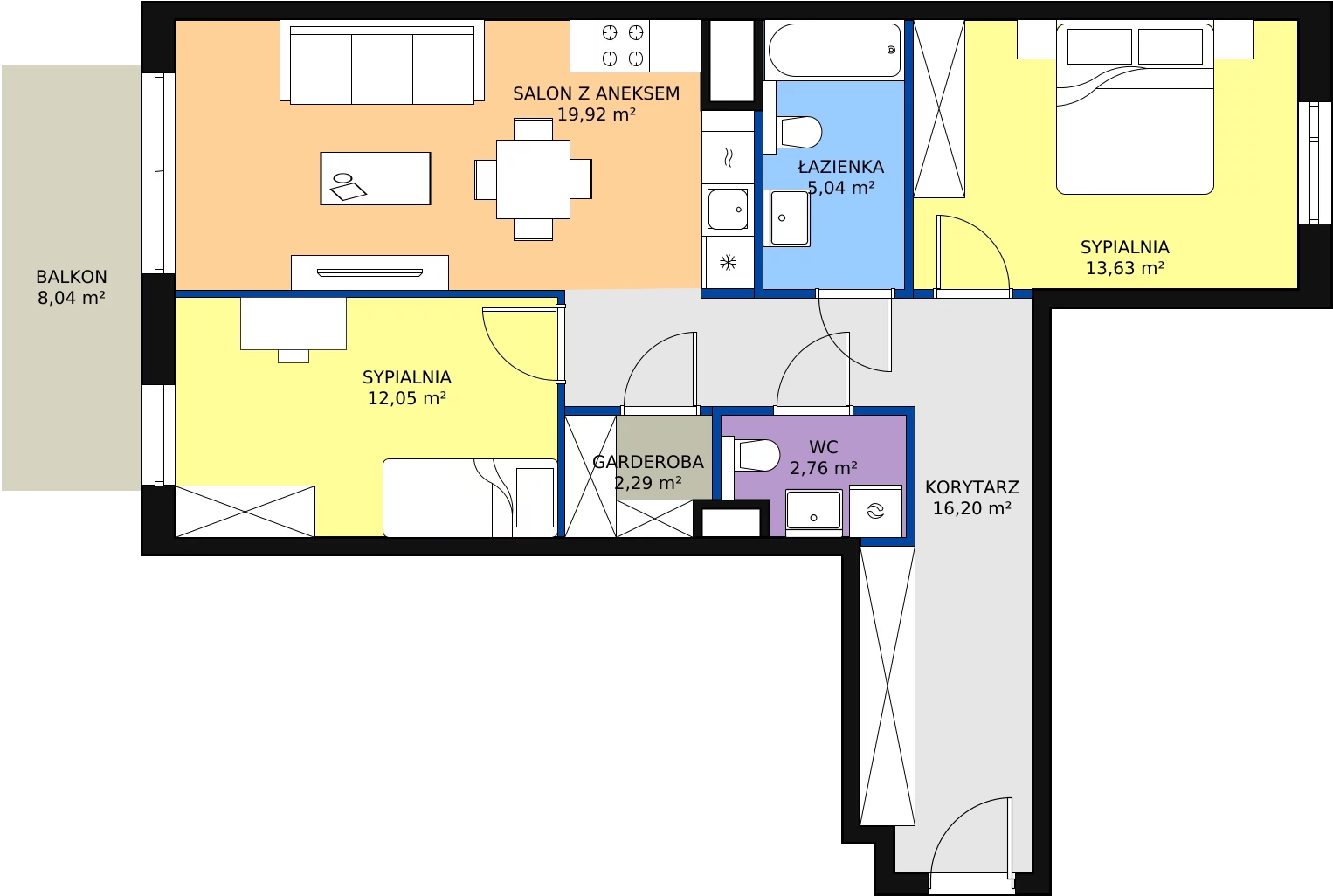 Zalety apartamentu 71.89 m², C/46