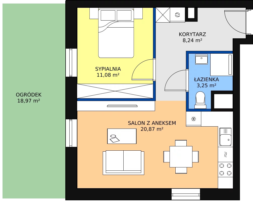 Zalety apartamentu 43.44 m², D/2