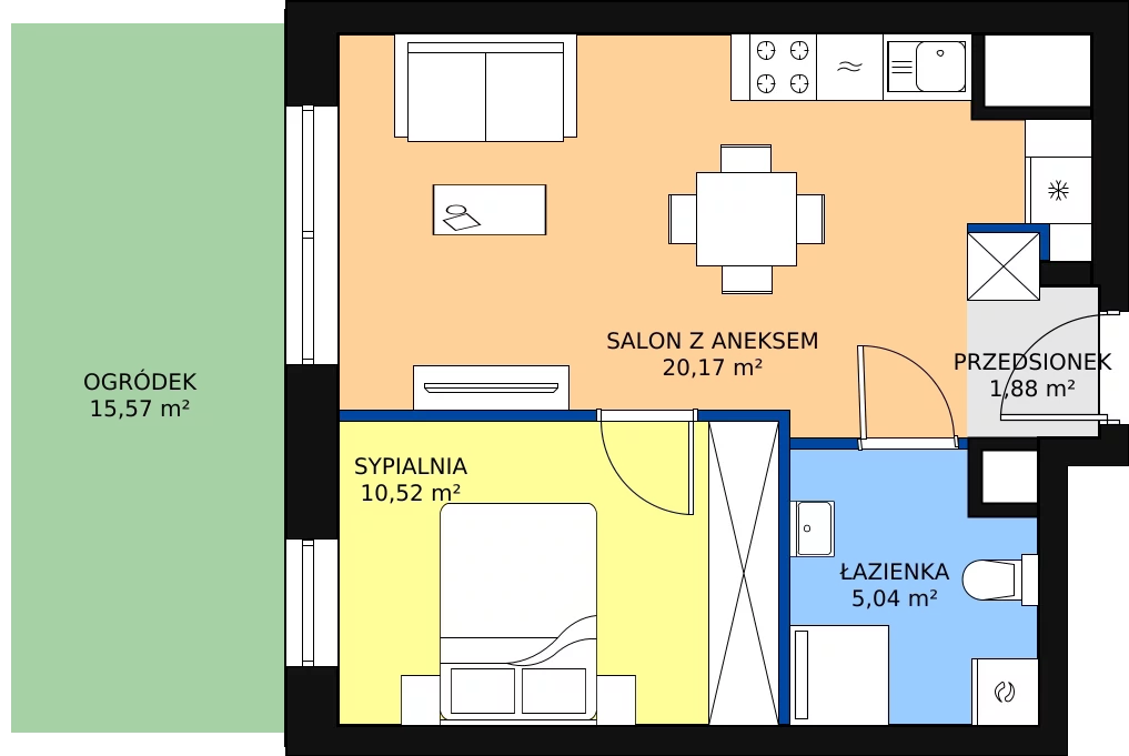 Zalety apartamentu 37.61 m², D/3