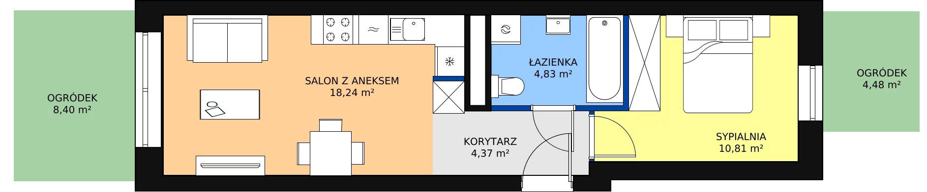 Zalety apartamentu 38.25 m², D/4