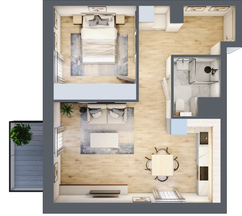 2 pokoje, apartament 44,83 m², piętro 1, oferta nr D/6, Apartamenty Park Matecznego, Kraków, Podgórze, Mateczny, ul. Rydlówka 5