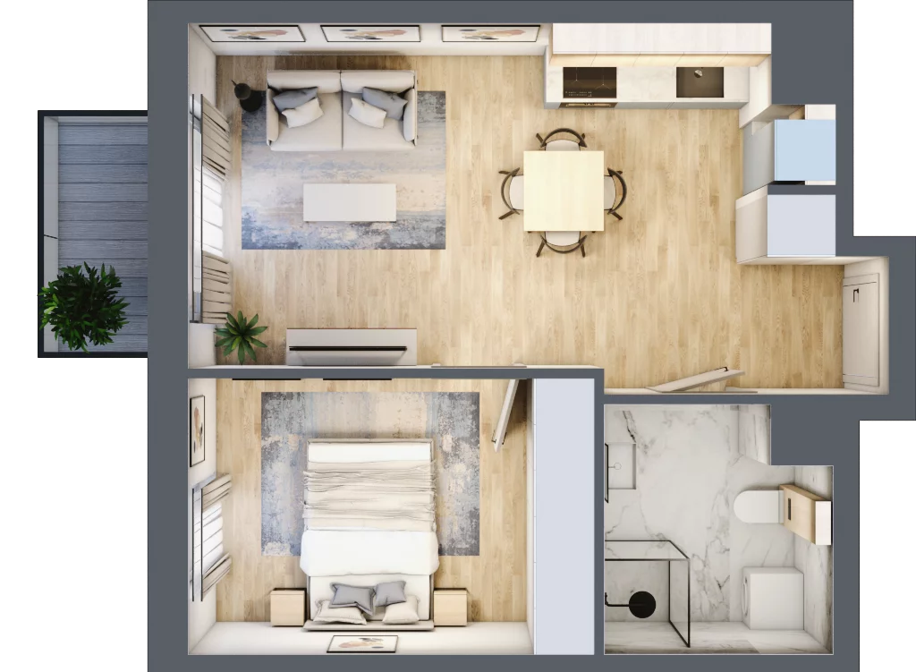 2 pokoje, apartament 37,68 m², piętro 1, oferta nr D/7, Apartamenty Park Matecznego, Kraków, Podgórze, Mateczny, ul. Rydlówka 5