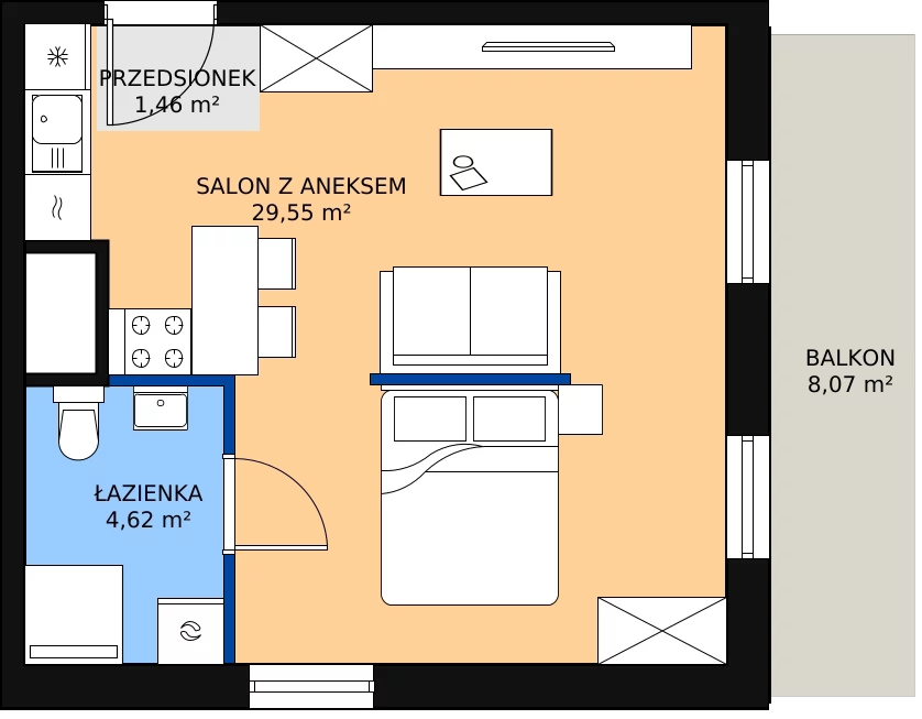 Zalety apartamentu 35.63 m², D/9