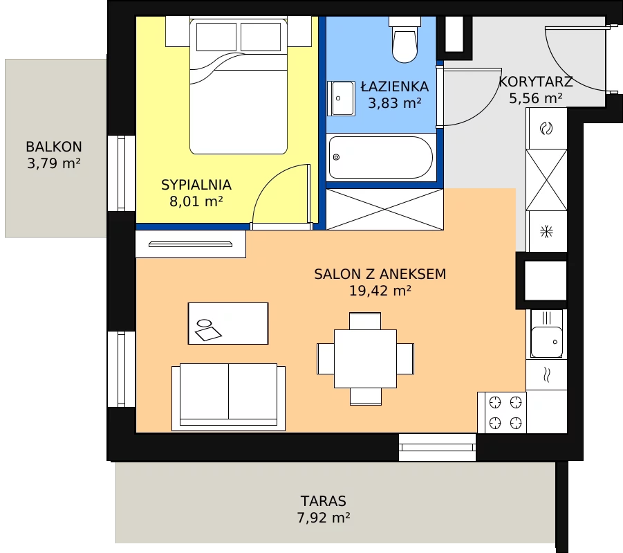 Zalety apartamentu 36.82 m², D/10