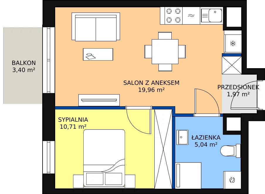 Zalety apartamentu 37.68 m², D/11
